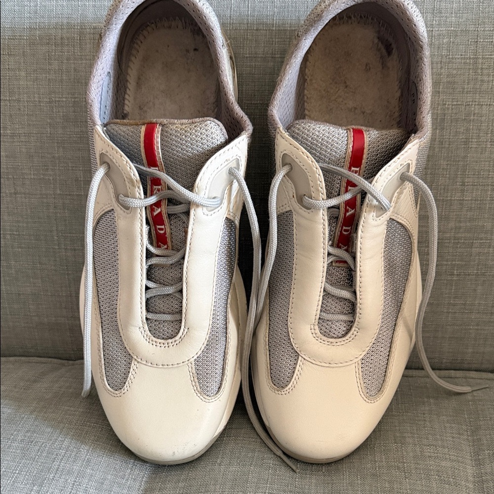 Prada Women’s America’s Cup Sneakers - Off White/Grey Size 40/10 - Picture 5 of 9